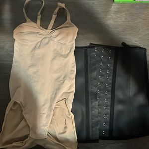 Skims seamless sculpt body suit & Angel Curves Waist Trainer
